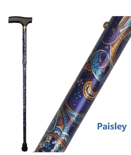 Folding Patterned Walking Stick Paisley