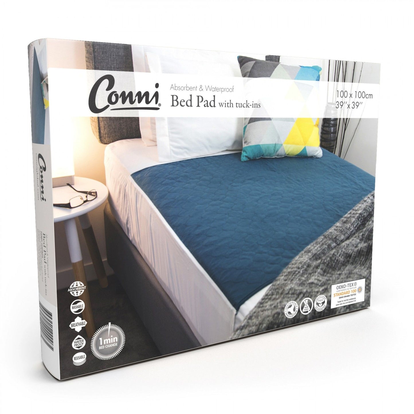 Conni Bed Pad Extra Wide with Tuck-ins Teal Blue