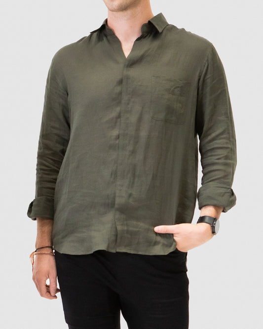 Linen Shirt Masc Olive Size L