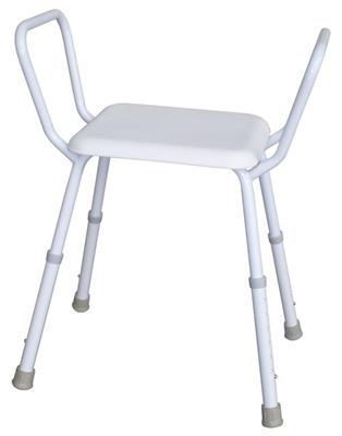 Shower Stool, Padded Seat with Arms - White