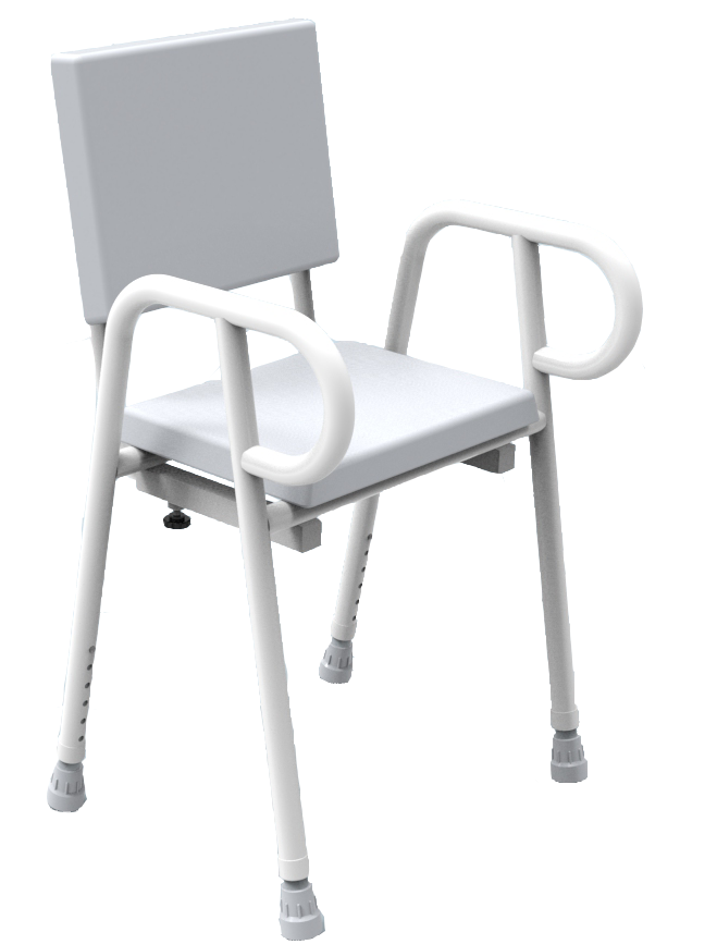 Shower Stool Aluminium with Padded Seat & Backrest