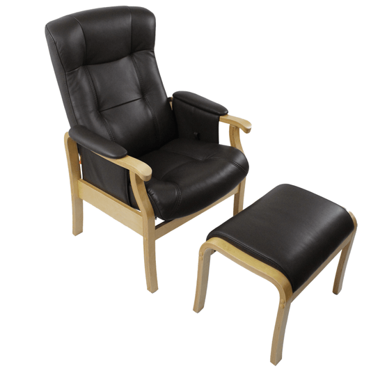 Howard Chair with Footrest - Leather Black