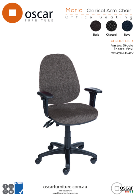 Marlo Office Chair with Arms - Charcoal