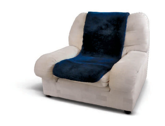 Sheepskin Overlay Recliner with T Shape Strapping - Blue